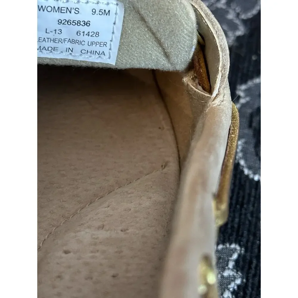 Sperry Top-Sider Shoe Womens 9.5 M Tan Gold Angelfish Eyelet Boat Loafer Lace